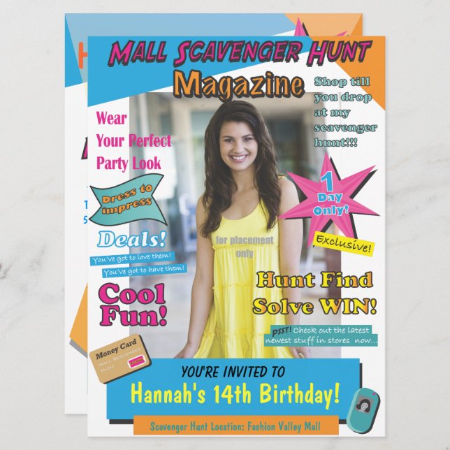 Stor Mall Scavenger Hunt Birthday Magazine Cover (Fram/baksida)