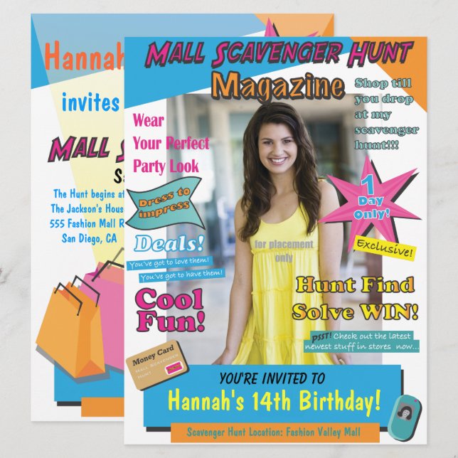 Stor Mall Scavenger Hunt Birthday Magazine Cover (Fram/baksida)