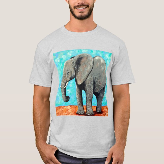 Stor målning av baby elefant  t shirt (Framsida)
