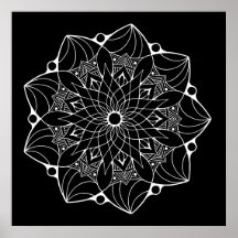 Stor Mandala Poster med svart bakgrund