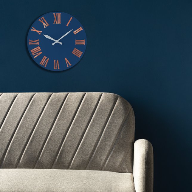 Stor marin koppar Ro Guld, minimalt metallurgiskt  Klocka (Navy Copper Rose Gold Minimal Metallic Urban Large Large Clock)