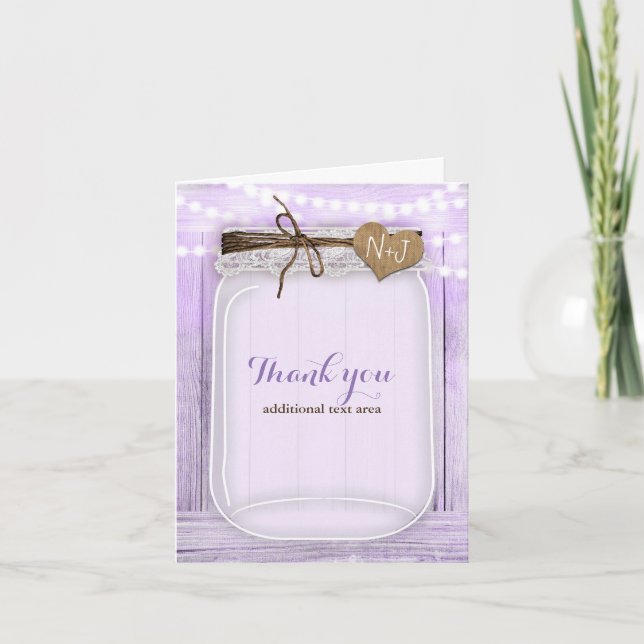 Stor Mason Burk & Ljus Lavender Lila Rustic Tack Kort (Framsida)