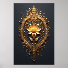 Stor Metallisk Blomma Lyx för Modernt Hem Poster