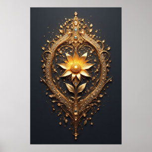 Stor Metallisk Blomma Lyx för Modernt Hem Poster