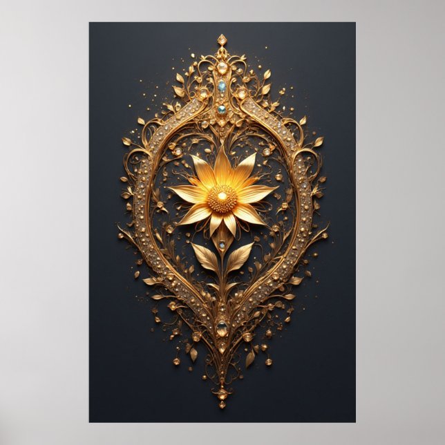 Stor Metallisk Blomma Lyx för Modernt Hem Poster (Framsidan)
