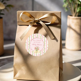 Stor millennial rosa tjej baby shower present runt klistermärke
