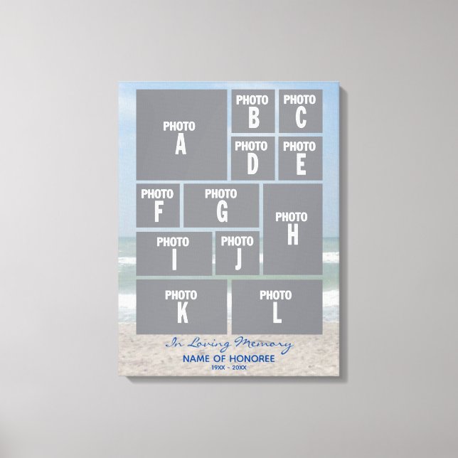 Stor minnesfotokollage med oceanen canvastryck (Framsida)