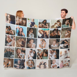 Stor, modern, 30-foto-Collage Fleece Blanket