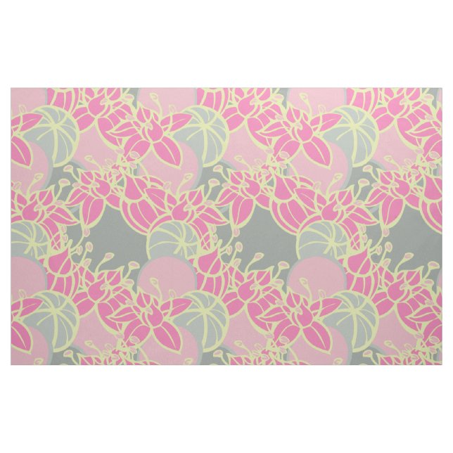 stor modern löv, kväve och blomma i mönster tyg (Fat Quarter)