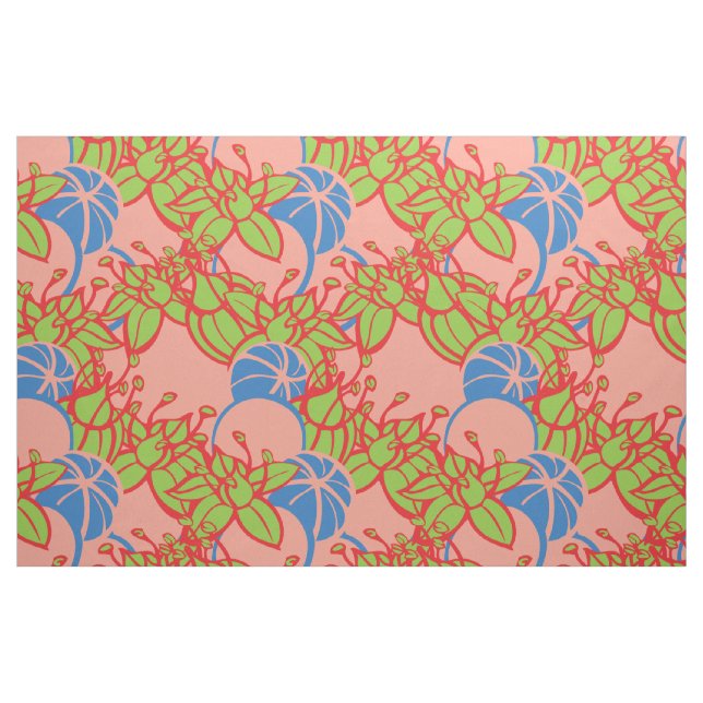 stor modern löv, kväve och blomma i mönster tyg (Fat Quarter)