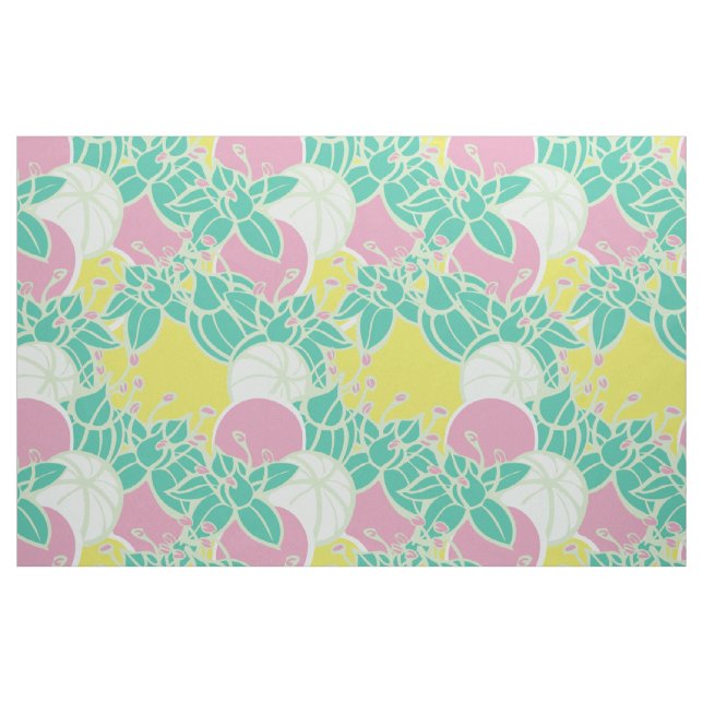 stor modern löv, kväve och blomma i mönster tyg (Fat Quarter)