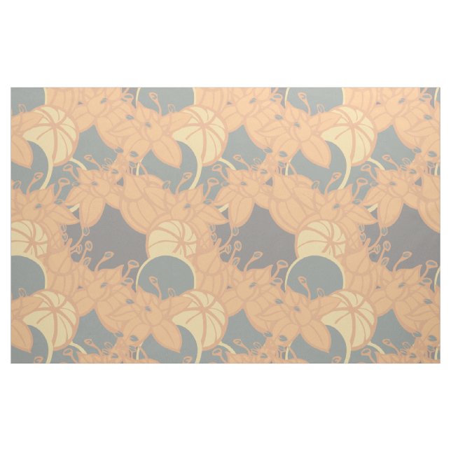stor modern löv, kväve och blomma i mönster tyg (Fat Quarter)