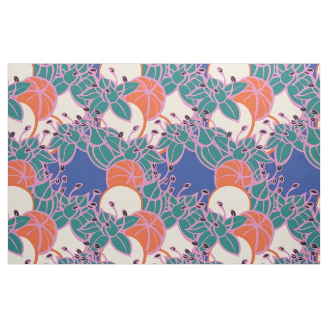 stor modern löv, kväve och blomma i mönster tyg (Fat Quarter)