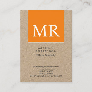 Stor Modern Monogram Professionell Premium Kraft Visitkort
