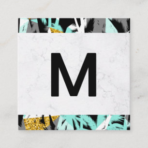 Stor modern Monogram Tropiska Handflatan Träd Fyrkantigt Visitkort