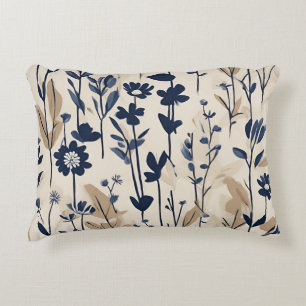 Stor Modern Navy Blue Wildblomma Prydnadskudde