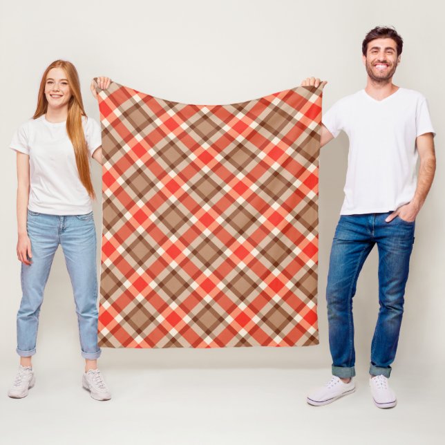 Stor Modern-stift, koral Orange, brun och tan Fleecefilt (På plats)