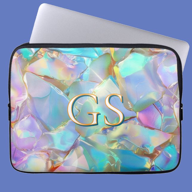 Stor Monogram eller Namn på Opal Laptop Fodral (Skapare uppladdad)