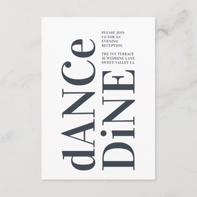 Stor Monogram Modern Fet Enkel Bröllop Tilläggskort (Framsida)