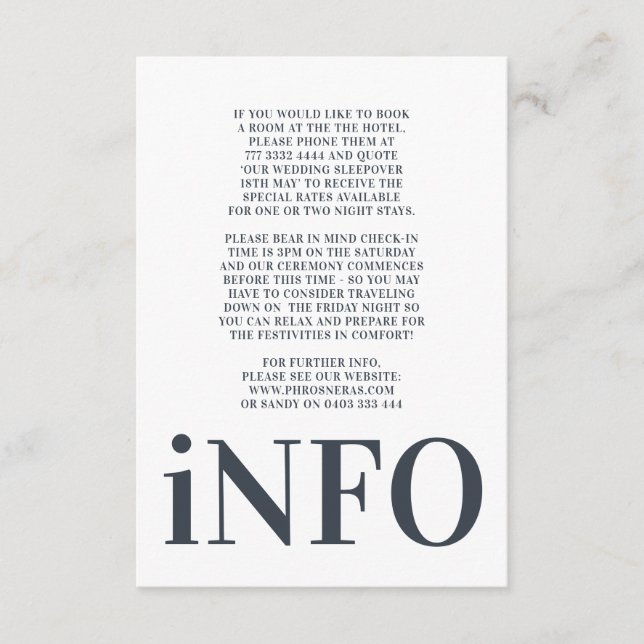 Stor Monogram Modern Fet Enkel Bröllop Tilläggskort (Framsida)