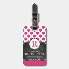 Stor Monogramrosapolka dots Bagagebricka