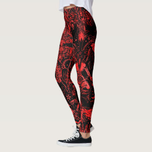 Stor Mönster Red Victorian Gothic Baphomet Leggings