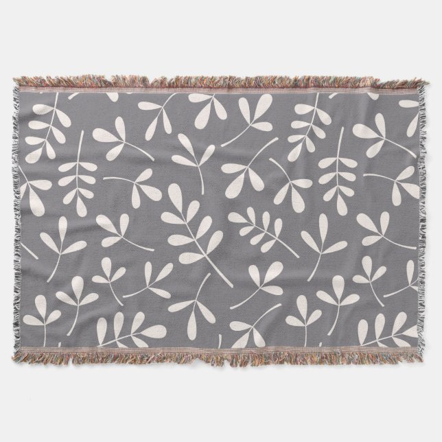 Stor mönsterkräm för blandade löv på grå färg filt (Framsidan)