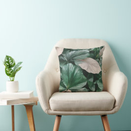 Stor Mörk Leafy Mönster Kudde