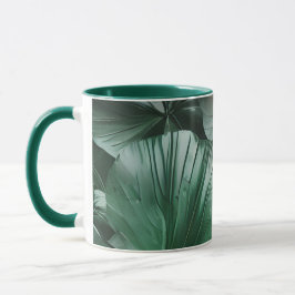 Stor Mörk Leafy Mönster Mugg