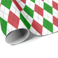 Stor Mörk Röd, Grön Och Vit Argyle