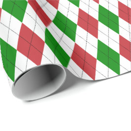 Stor Mörk Röd, Grön Och Vit Argyle Presentpapper