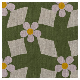 Stor Moss Abstrakt Blommig Rutnät Naturlig Linnedu Tyg