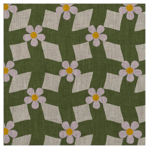 Stor Moss Abstrakt Blommig Rutnät Naturlig Linnedu Tyg