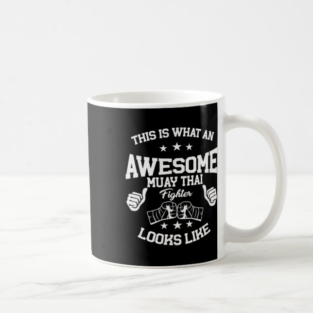 Stor Muay Thai Fighter Present Kickboxning Kampspo Kaffemugg (Höger)