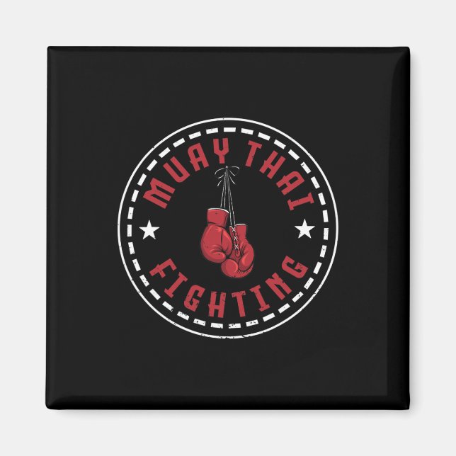 Stor Muay Thai-kampfdesign Kickboxare Mma Träning Magnet (Framsidan)