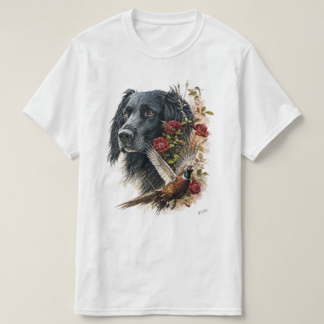 Stor Munsterlander med fasan   T Shirt (Design framsida)