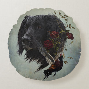 Stor Munsterlander med fasasant Rund Kudde