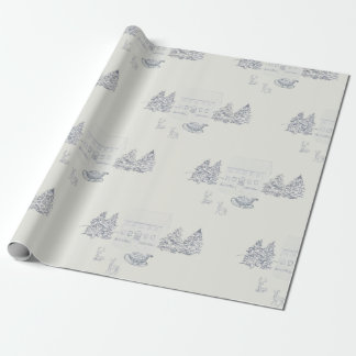 Stor mysig New England-julstuga Presentpapper