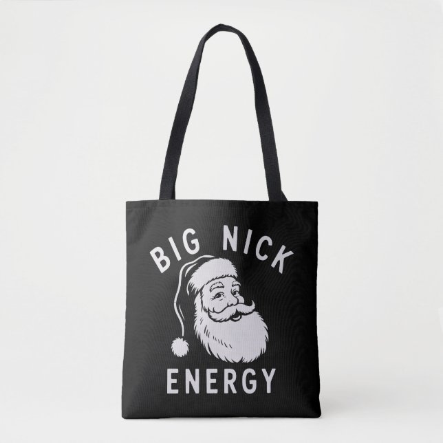 Stor Nick Energi Rolig Xmas Tjock Tomte Sankt  Tygkasse (Framsida)