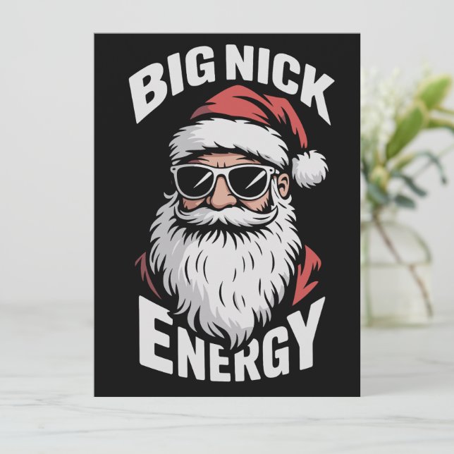 Stor Nick Energi Roliga Santa Solglasögon Jul  Julkort (Stående Fram)
