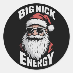 Stor Nick Energi Roliga Santa Solglasögon Jul  Runt Klistermärke