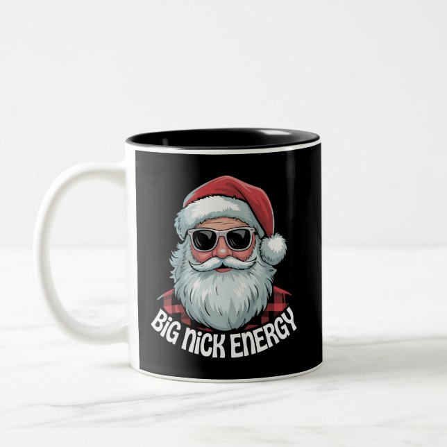 Stor Nick Energi Roliga Santa Solglasögon Jul  Två-Tonad Mugg (Vänster)