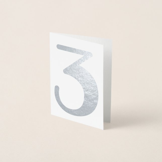 Stor nummerbröllop Modern Silver Folierat Kort (Framsida)
