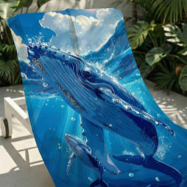 Stor och mjuk färgad Humpback Whale Beach Towel