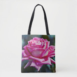Stor och vacker Rosa Blooming Ro Flower Tote Tygkasse