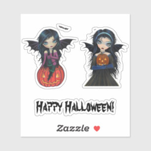 Stor ögon vampyr Halloween-pumpa Molly Harrison Klistermärken