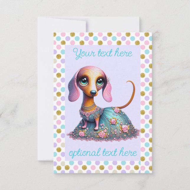 Stor Ögon Whimsical Dachshund Party Inbjudningar (Framsida)