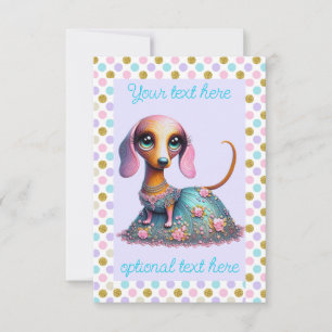 Stor Ögon Whimsical Dachshund Party Inbjudningar