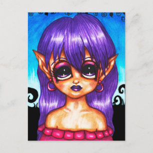 Stor ögon zigenarälva flicka original Fantasy saga Vykort