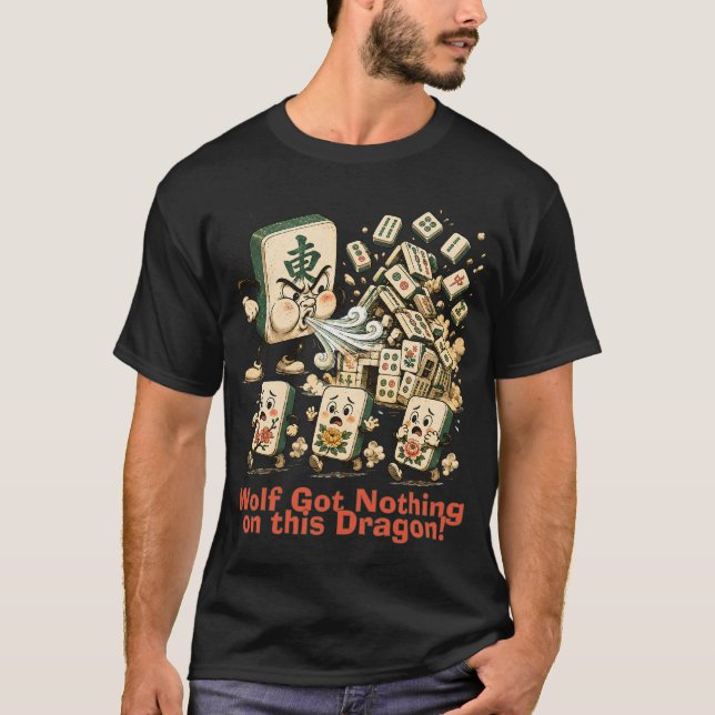 Stor ond drake Mahjong-bricka T Shirt (Framsida)